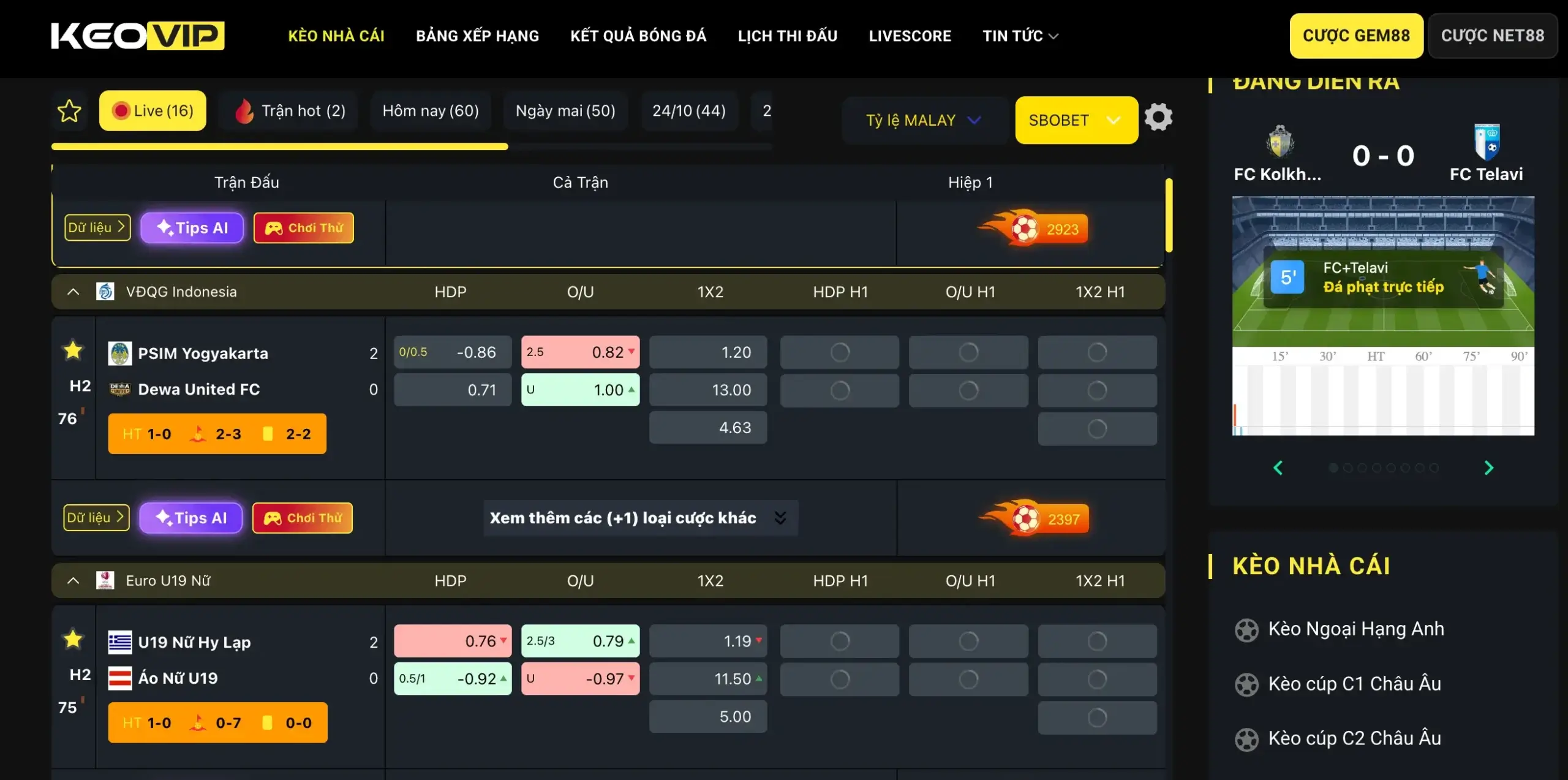 Kèo Vip – Nền tảng dữ liệu và phân tích thể thao trực tuyến 1 Giới thiệu chung về Kèo Vip